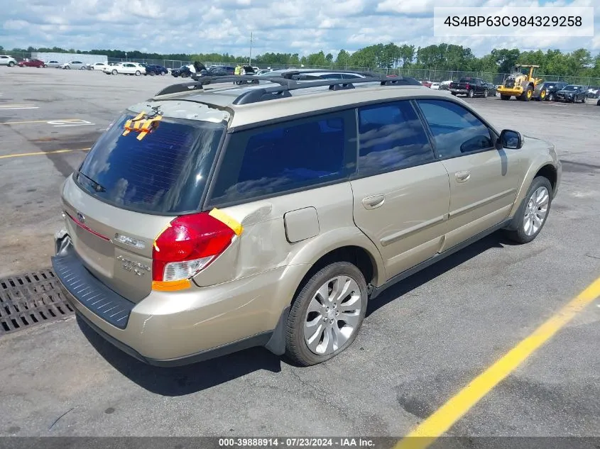 2008 Subaru Outback 2.5Xt Limited VIN: 4S4BP63C984329258 Lot: 39888914