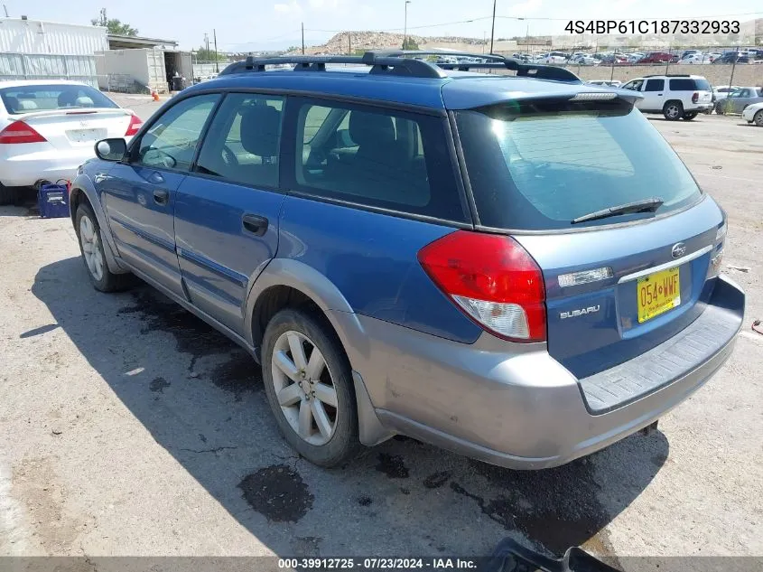 2008 Subaru Outback 2.5I/2.5I L.l. Bean Edition VIN: 4S4BP61C187332933 Lot: 39912725