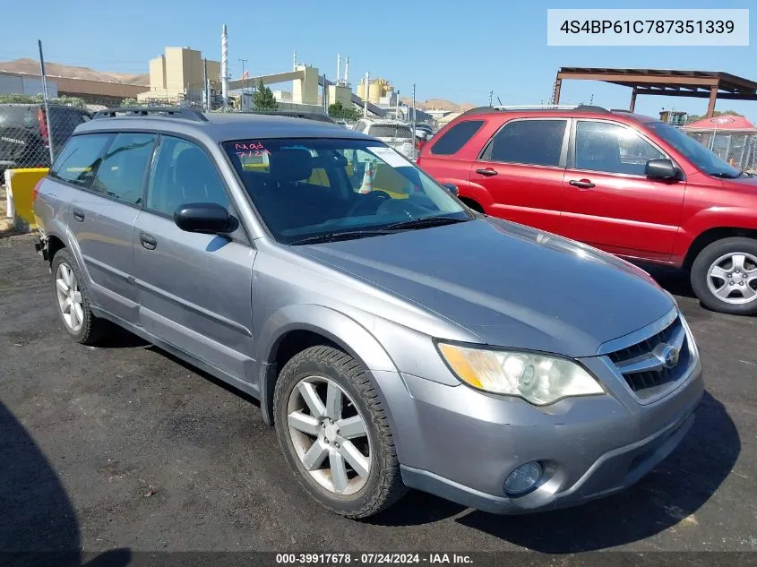 2008 Subaru Outback 2.5I VIN: 4S4BP61C787351339 Lot: 39917678