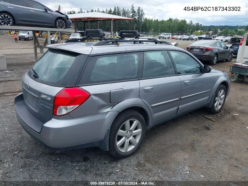 2008 Subaru Outback 2.5I Limited/2.5I Limited L.l. Bean Edition VIN: 4S4BP62C187343302 Lot: 39979230