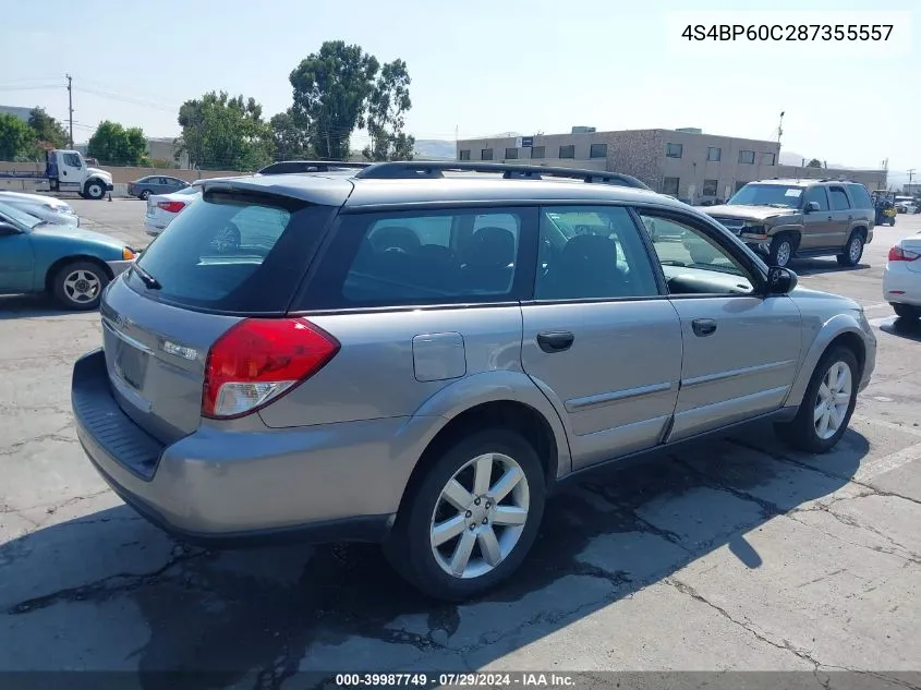 2008 Subaru Outback VIN: 4S4BP60C287355557 Lot: 39987749