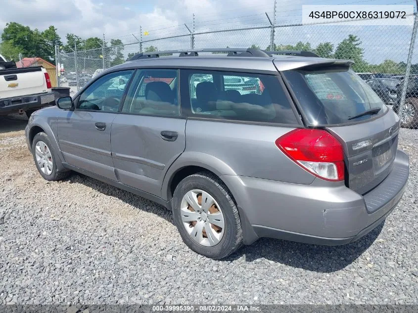 2008 Subaru Outback VIN: 4S4BP60CX86319072 Lot: 39995390