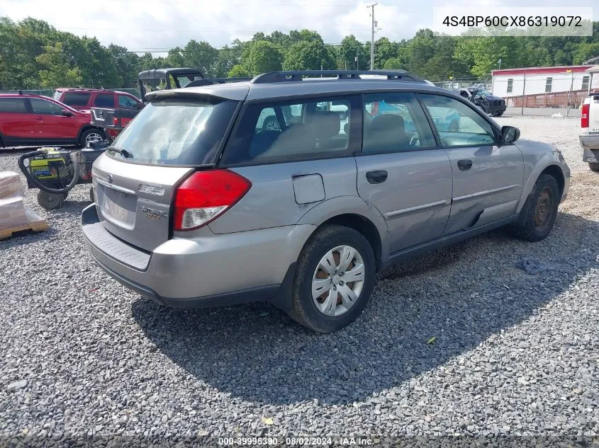 2008 Subaru Outback VIN: 4S4BP60CX86319072 Lot: 39995390