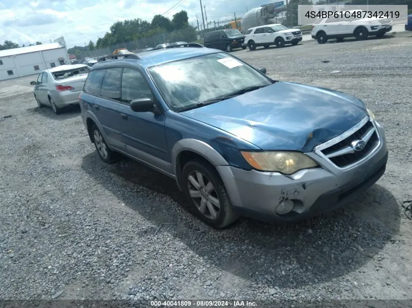 2008 Subaru Outback 2.5I/2.5I L.l. Bean Edition VIN: 4S4BP61C487342419 Lot: 40041809