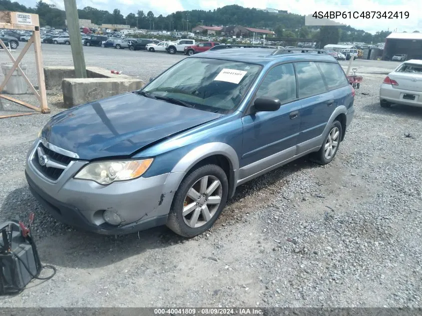 2008 Subaru Outback 2.5I/2.5I L.l. Bean Edition VIN: 4S4BP61C487342419 Lot: 40041809