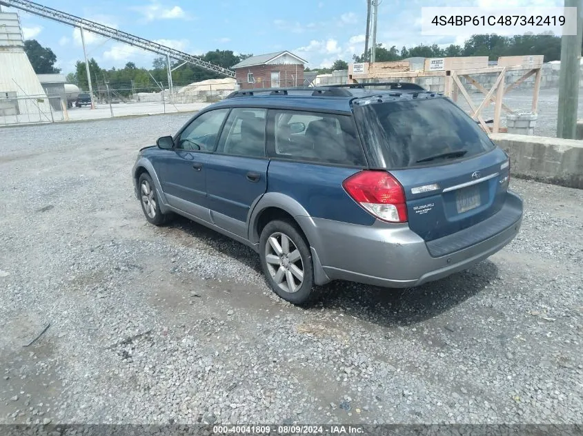 2008 Subaru Outback 2.5I/2.5I L.l. Bean Edition VIN: 4S4BP61C487342419 Lot: 40041809