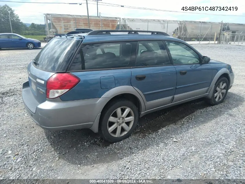 2008 Subaru Outback 2.5I/2.5I L.l. Bean Edition VIN: 4S4BP61C487342419 Lot: 40041809