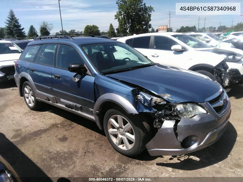 2008 Subaru Outback 2.5I VIN: 4S4BP61C587340968 Lot: 40046372