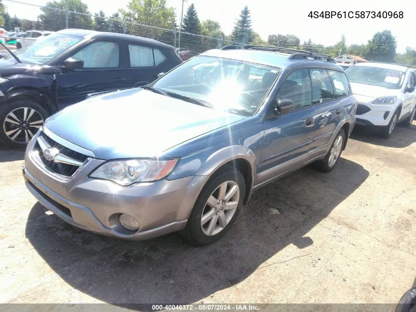 2008 Subaru Outback 2.5I VIN: 4S4BP61C587340968 Lot: 40046372