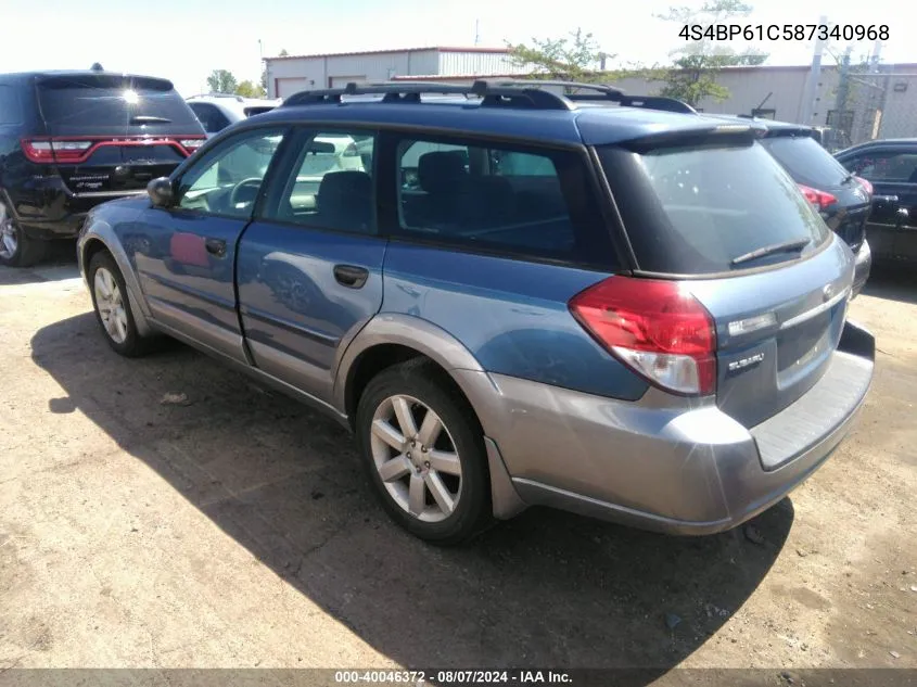 2008 Subaru Outback 2.5I VIN: 4S4BP61C587340968 Lot: 40046372