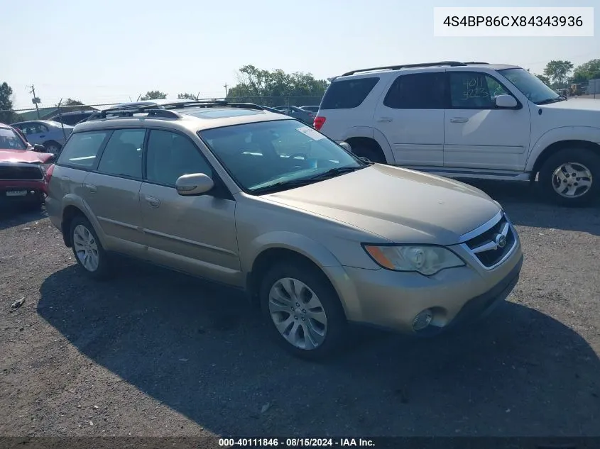 4S4BP86CX84343936 2008 Subaru Outback 3.0R L.l. Bean Edition