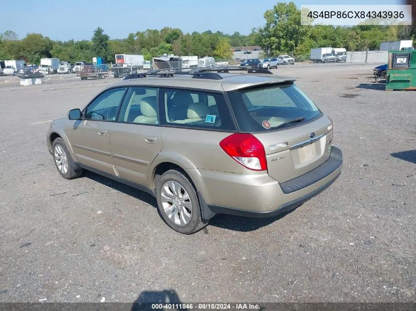 4S4BP86CX84343936 2008 Subaru Outback 3.0R L.l. Bean Edition