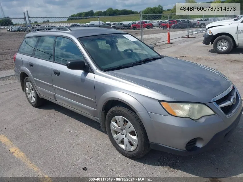 2008 Subaru Outback VIN: 4S4BP60C787314373 Lot: 40117349