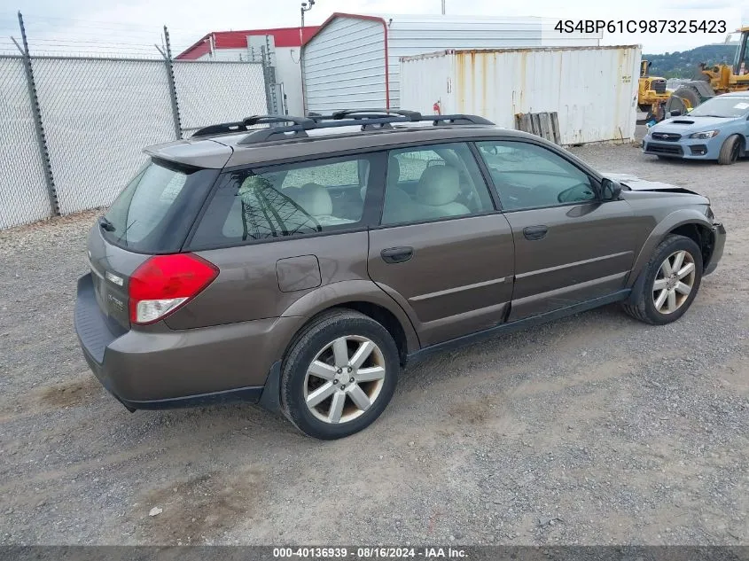 2008 Subaru Outback 2.5I/2.5I L.l. Bean Edition VIN: 4S4BP61C987325423 Lot: 40136939