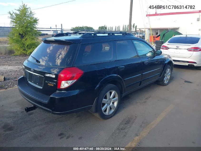 4S4BP61C786314782 2008 Subaru Outback 2.5I