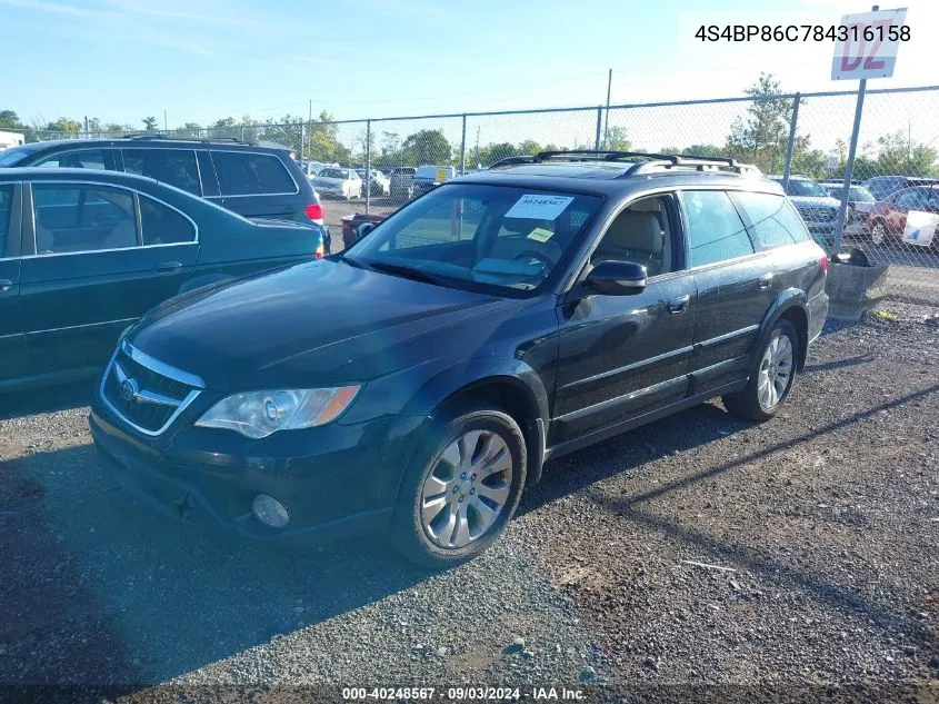 2008 Subaru Outback 3.0R L.l. Bean Edition VIN: 4S4BP86C784316158 Lot: 40248567