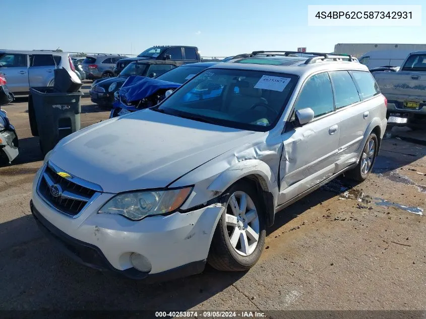 2008 Subaru Outback 2.5I Limited/2.5I Limited L.l. Bean Edition VIN: 4S4BP62C587342931 Lot: 40253874