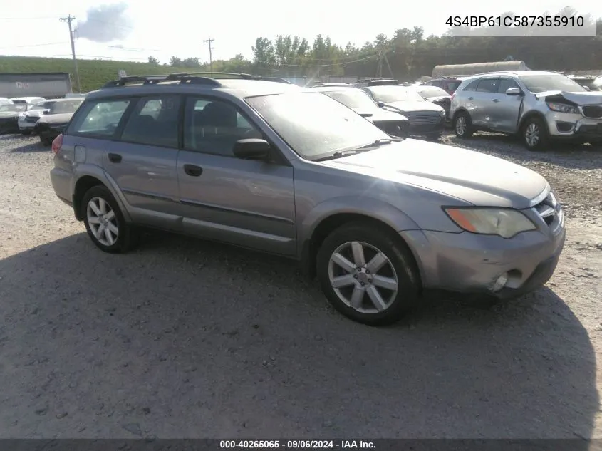 2008 Subaru Outback 2.5I/2.5I L.l. Bean Edition VIN: 4S4BP61C587355910 Lot: 40265065