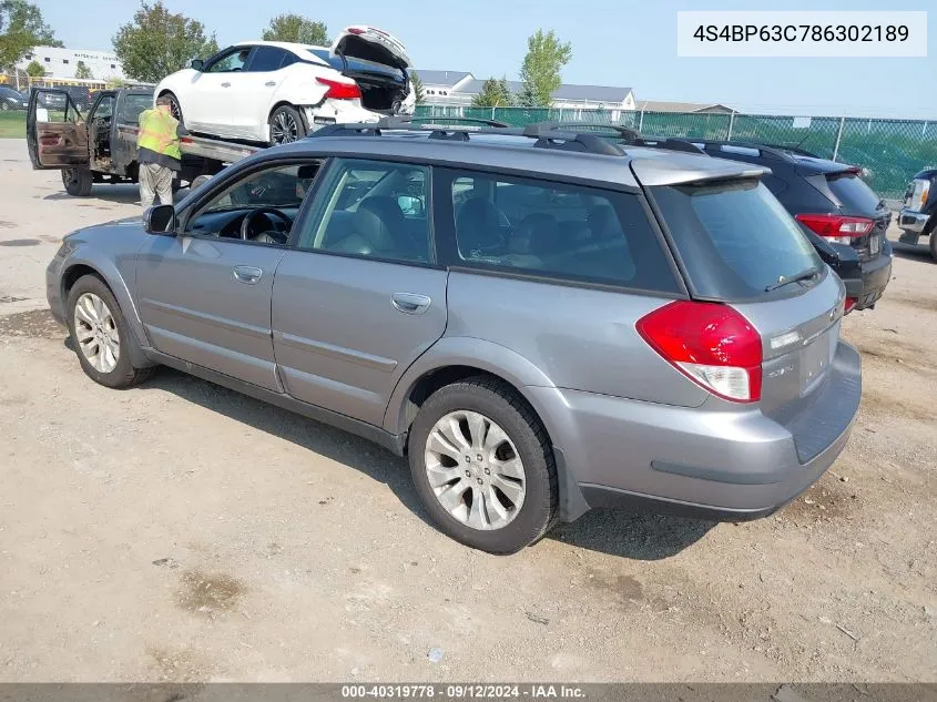 4S4BP63C786302189 2008 Subaru Outback 2.5Xt Limited