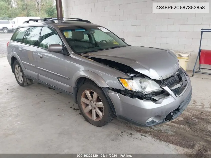 2008 Subaru Outback 2.5I Limited VIN: 4S4BP62C587352858 Lot: 40322120