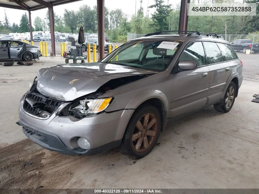 2008 Subaru Outback 2.5I Limited VIN: 4S4BP62C587352858 Lot: 40322120