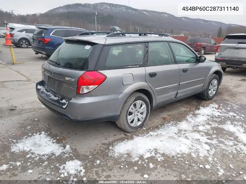 4S4BP60C287311140 2008 Subaru Outback