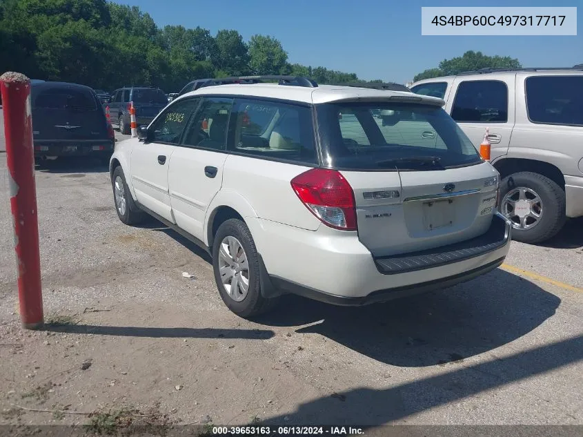 2009 Subaru Outback 2.5I VIN: 4S4BP60C497317717 Lot: 39653163