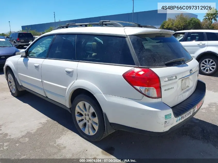 4S4BP66C097312926 2009 Subaru Outback 2.5I Limited