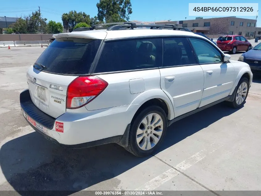 2009 Subaru Outback 2.5I Limited VIN: 4S4BP66C097312926 Lot: 39976354