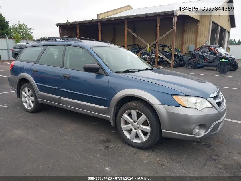 2009 Subaru Outback 2.5I VIN: 4S4BP61C997344359 Lot: 39984420