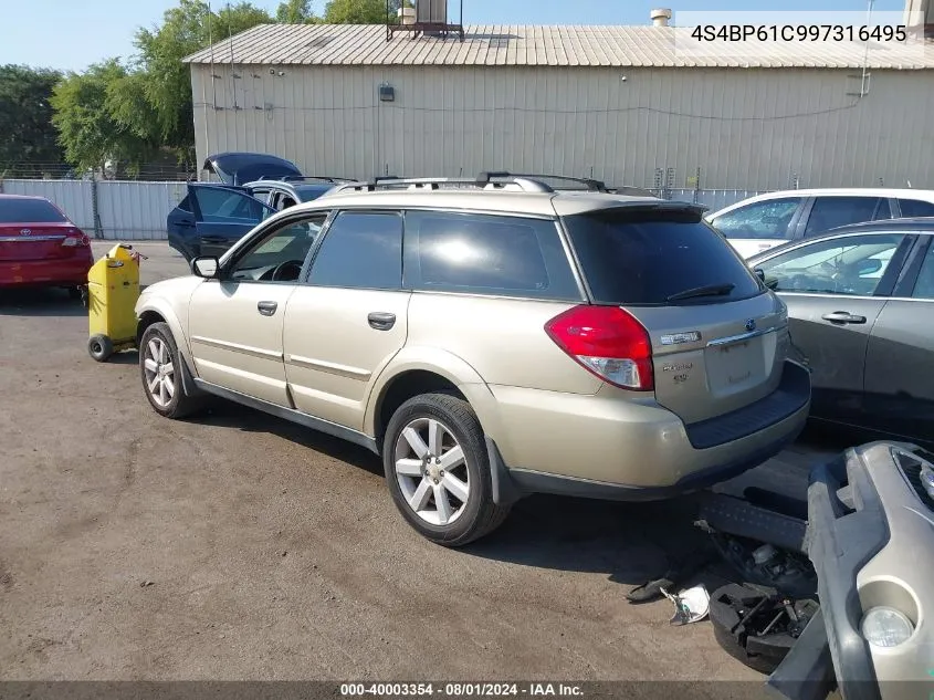 2009 Subaru Outback 2.5I VIN: 4S4BP61C997316495 Lot: 40003354