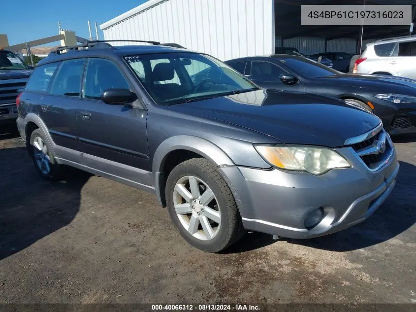 2009 Subaru Outback 2.5I VIN: 4S4BP61C197316023 Lot: 40066312