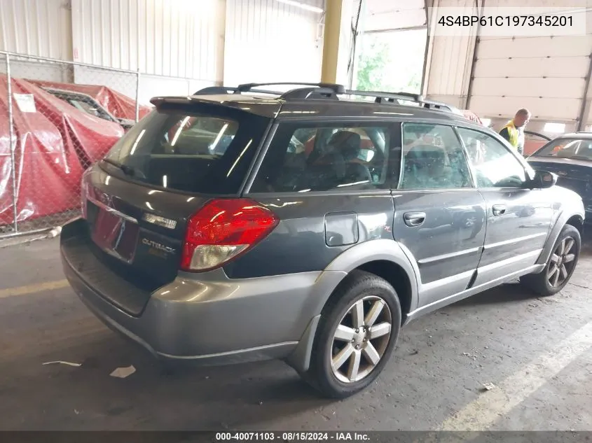 2009 Subaru Outback 2.5I VIN: 4S4BP61C197345201 Lot: 40071103