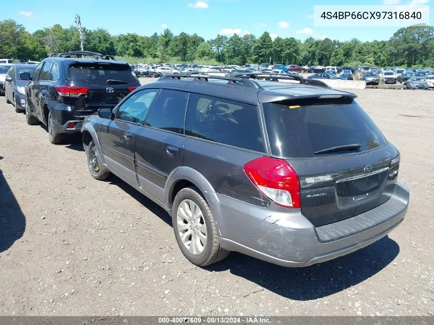 4S4BP66CX97316840 2009 Subaru Outback 2.5I Limited