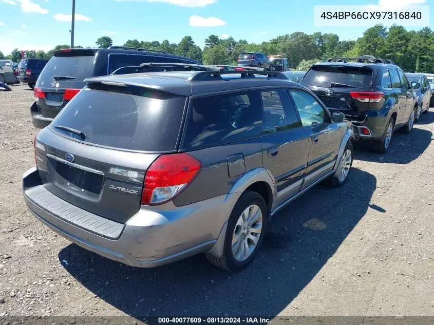 2009 Subaru Outback 2.5I Limited VIN: 4S4BP66CX97316840 Lot: 40077609