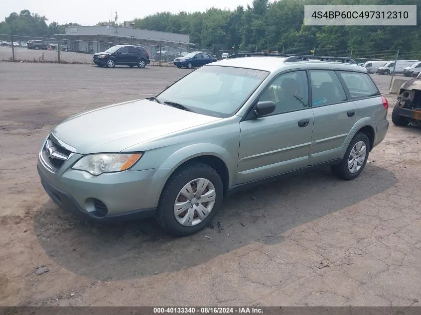 2009 Subaru Outback 2.5I VIN: 4S4BP60C497312310 Lot: 40133340