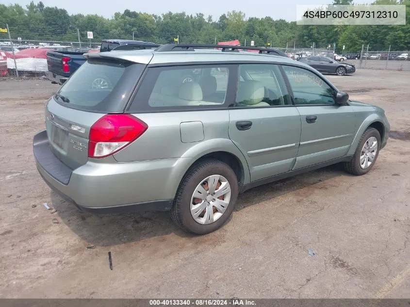 4S4BP60C497312310 2009 Subaru Outback 2.5I