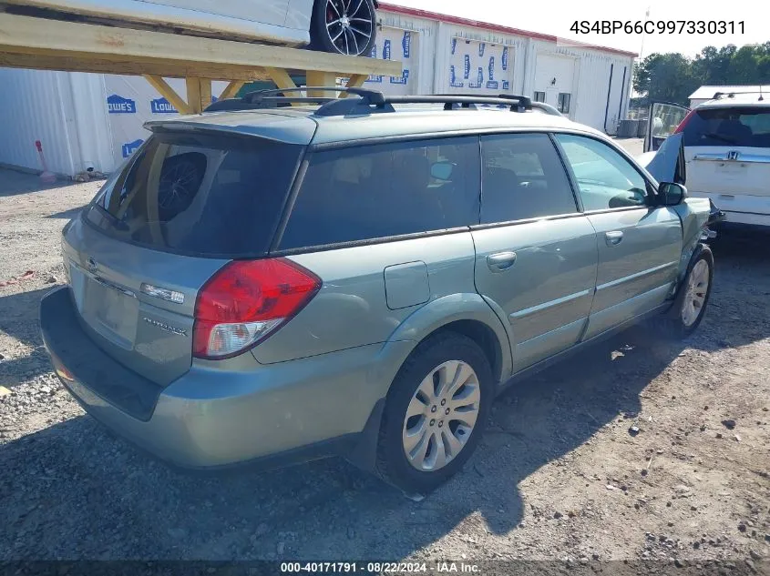 4S4BP66C997330311 2009 Subaru Outback 2.5I Limited