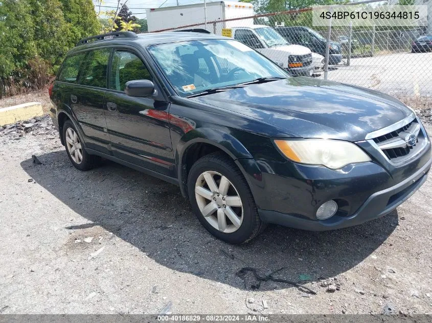 2009 Subaru Outback 2.5I VIN: 4S4BP61C196344815 Lot: 40186829