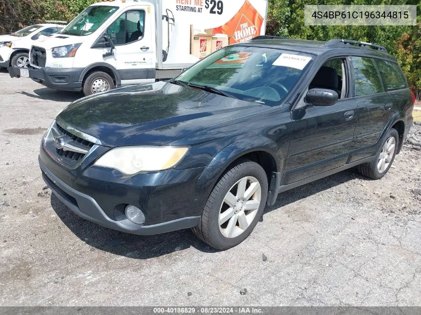 2009 Subaru Outback 2.5I VIN: 4S4BP61C196344815 Lot: 40186829