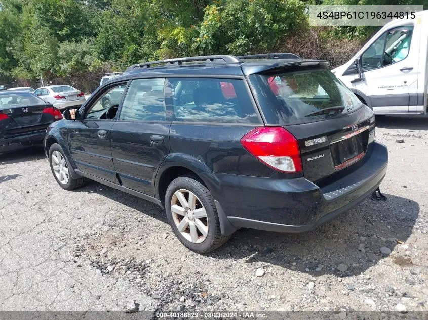 2009 Subaru Outback 2.5I VIN: 4S4BP61C196344815 Lot: 40186829