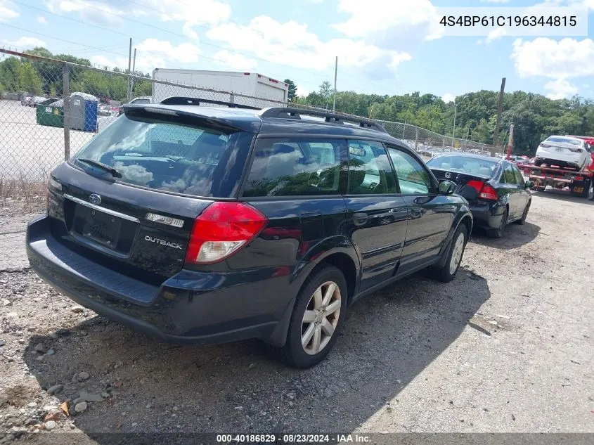 2009 Subaru Outback 2.5I VIN: 4S4BP61C196344815 Lot: 40186829