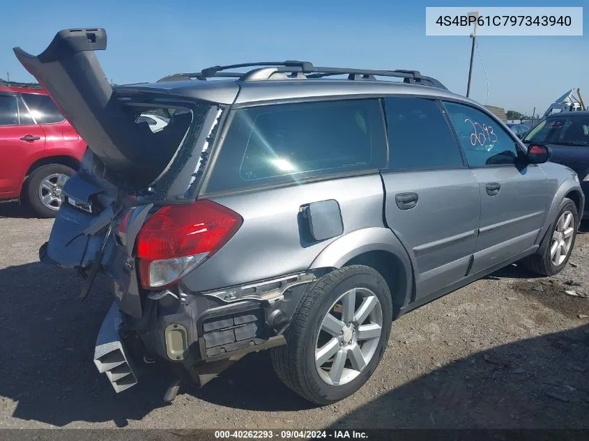 2009 Subaru Outback 2.5I VIN: 4S4BP61C797343940 Lot: 40262293