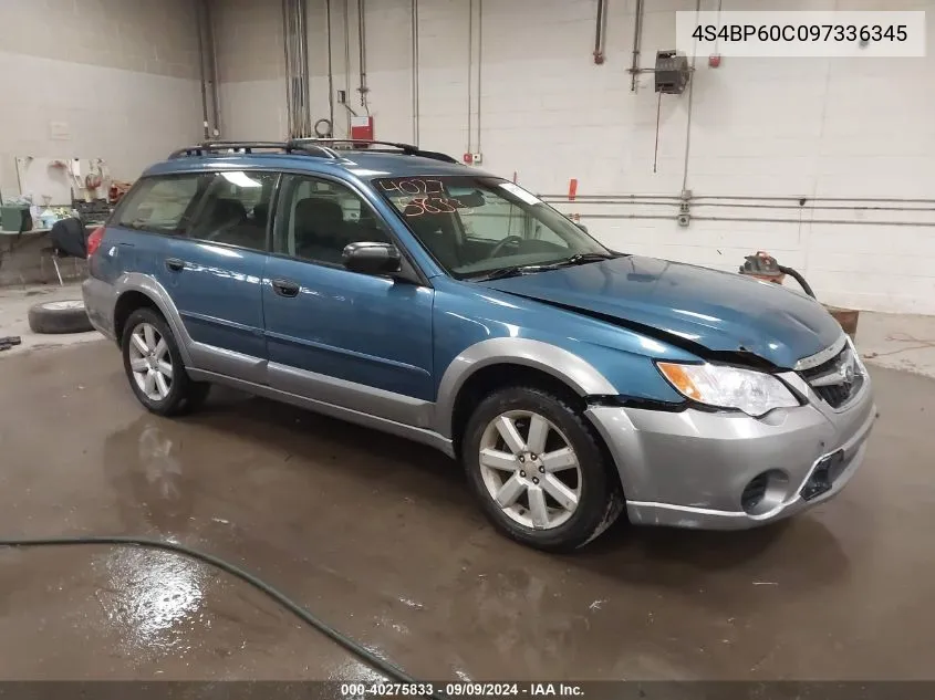 2009 Subaru Outback 2.5I VIN: 4S4BP60C097336345 Lot: 40275833