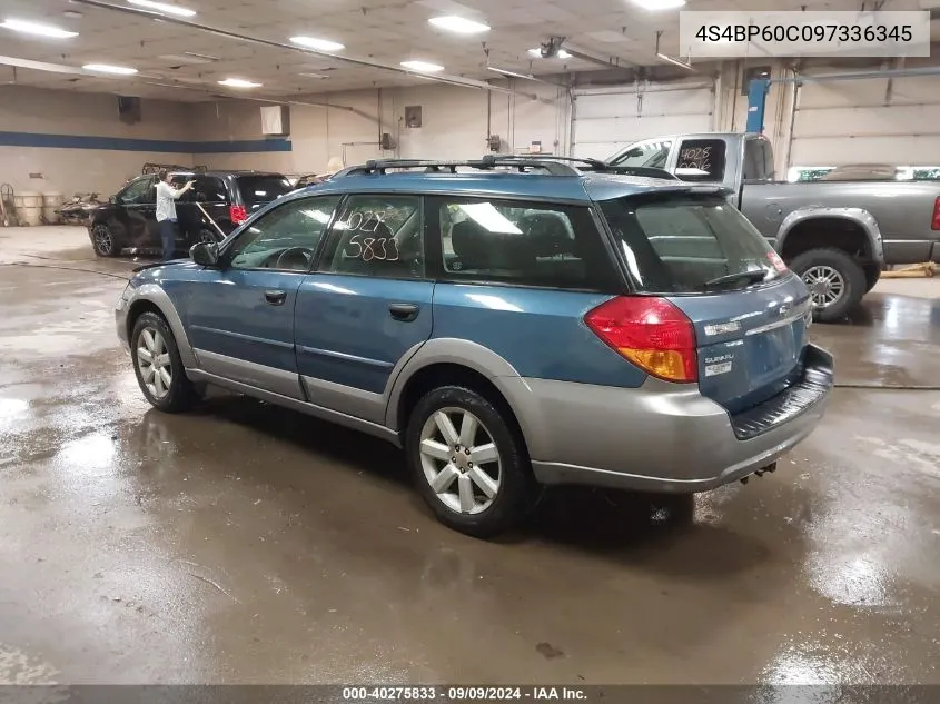 2009 Subaru Outback 2.5I VIN: 4S4BP60C097336345 Lot: 40275833