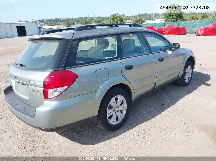 2009 Subaru Outback 2.5I VIN: 4S4BP60C397328708 Lot: 40288478