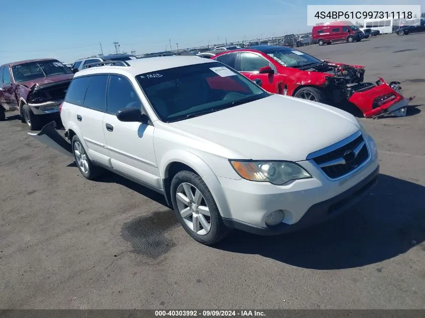 2009 Subaru Outback 2.5I VIN: 4S4BP61C997311118 Lot: 40303992