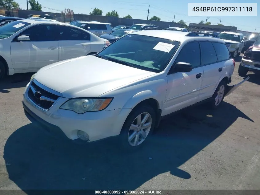 2009 Subaru Outback 2.5I VIN: 4S4BP61C997311118 Lot: 40303992