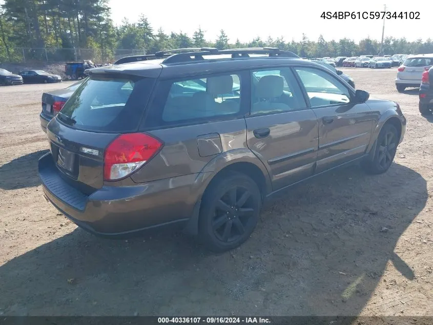 2009 Subaru Outback 2.5I VIN: 4S4BP61C597344102 Lot: 40336107