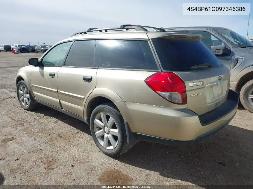 4S4BP61C097346386 2009 Subaru Outback 2.5I